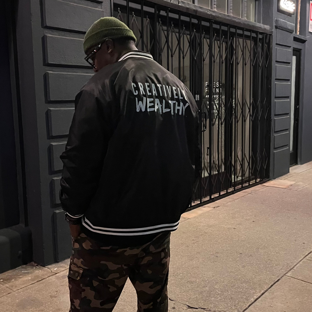 Creatively Wealthy Black Nylon Crew Jacket