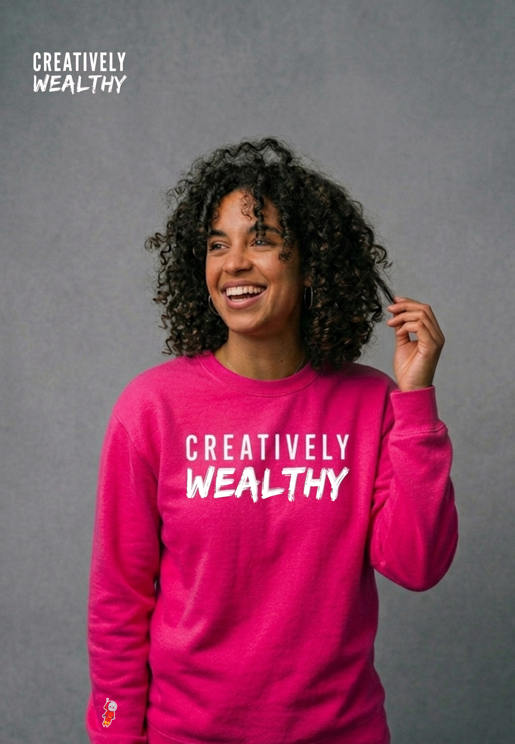 Creatively Wealthy Classic Crewneck HOT PINK