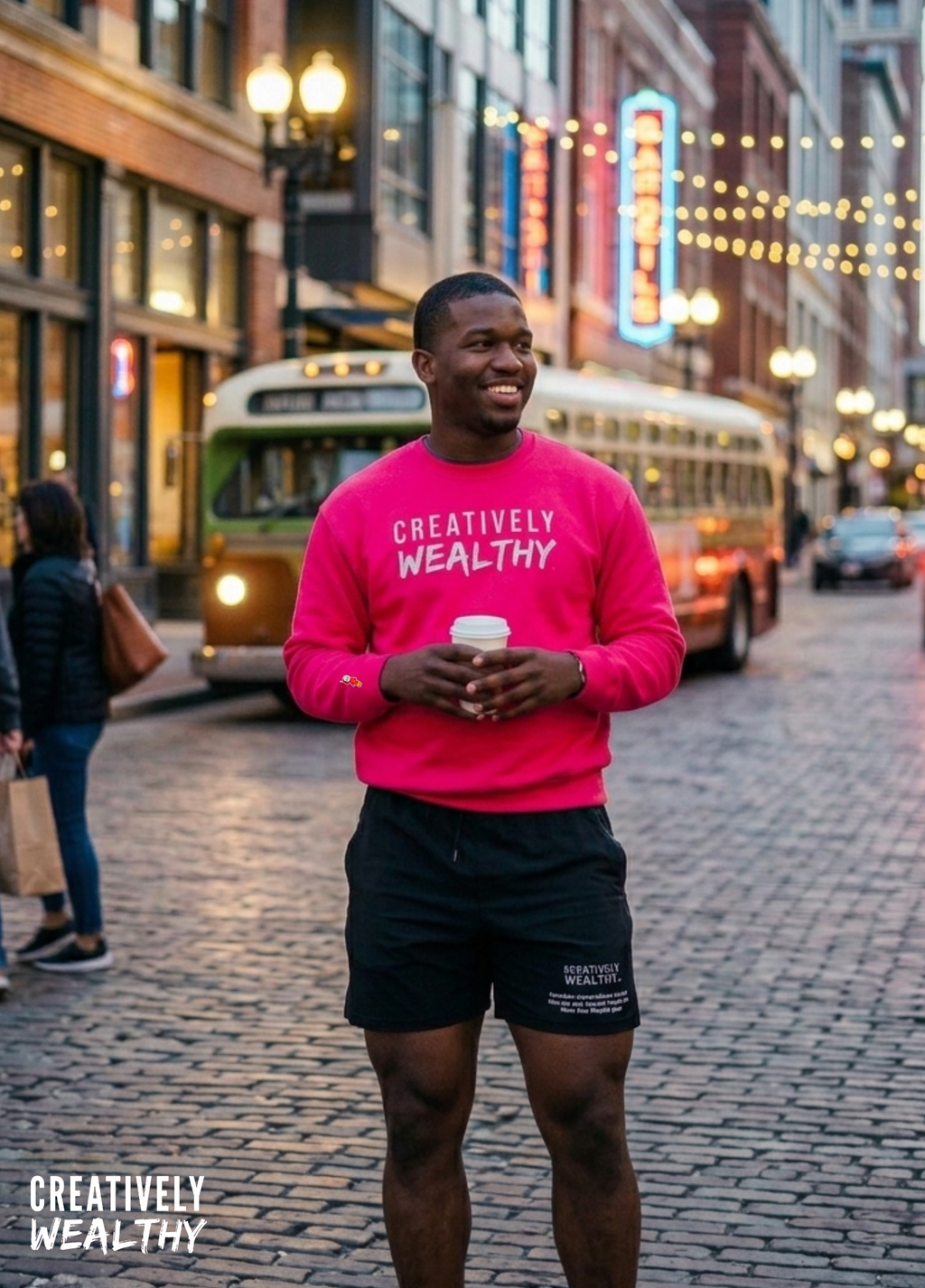 Creatively Wealthy Classic Crewneck HOT PINK